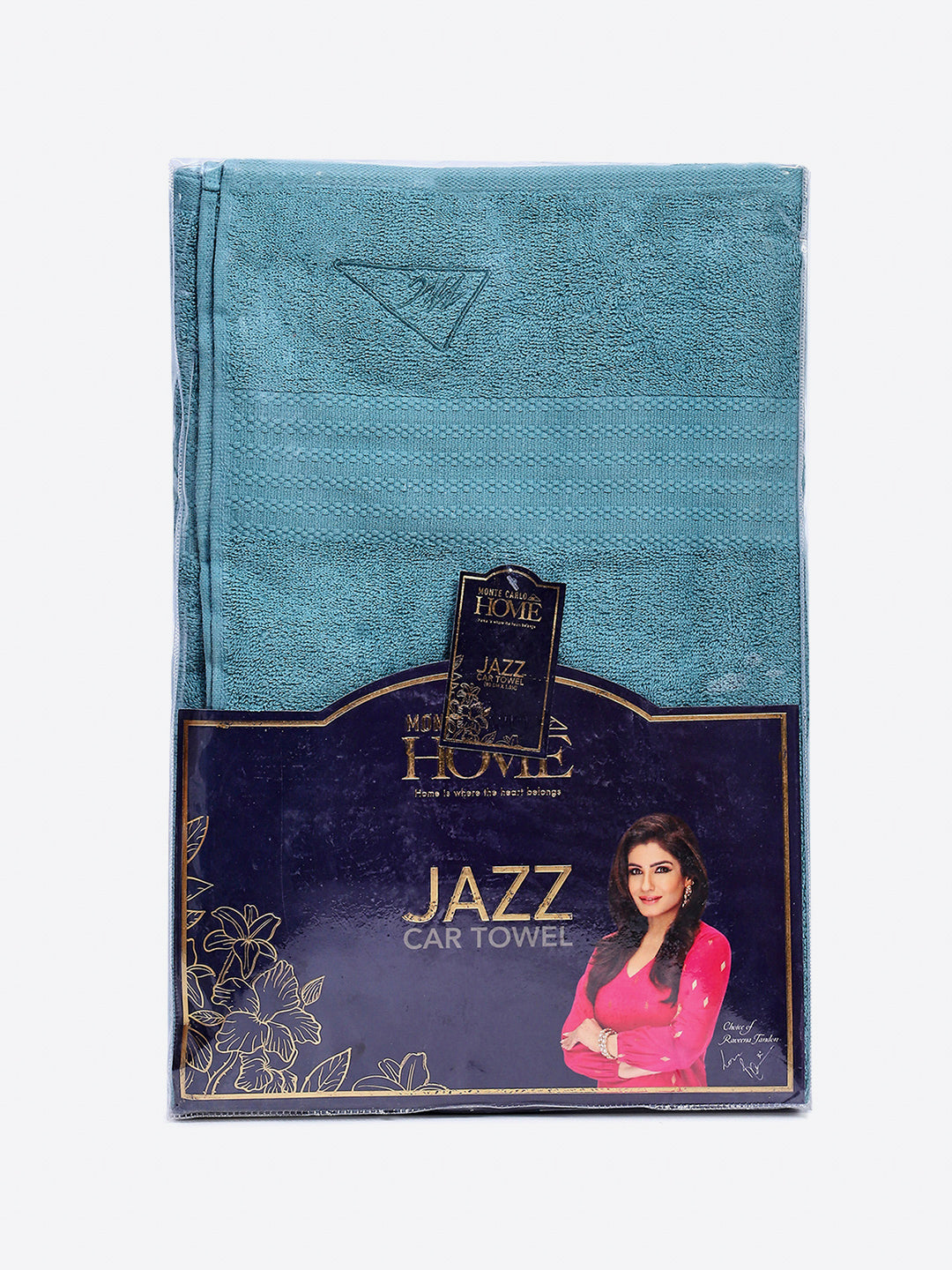 Sky Blue Cotton Solid 400 GSM Car Towel (Jazz)