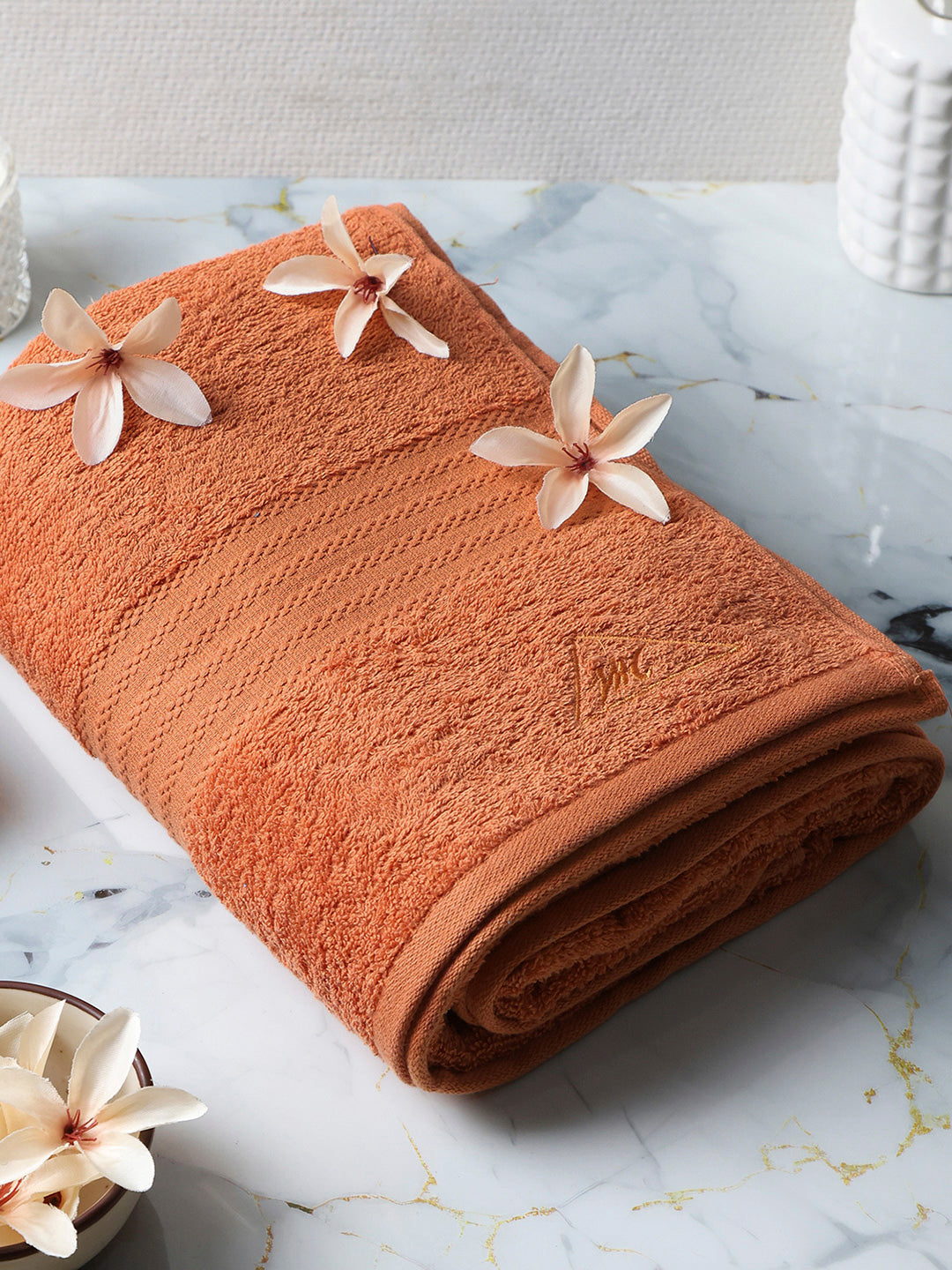 Orange Cotton Solid 400 GSM Car Towel (Jazz)