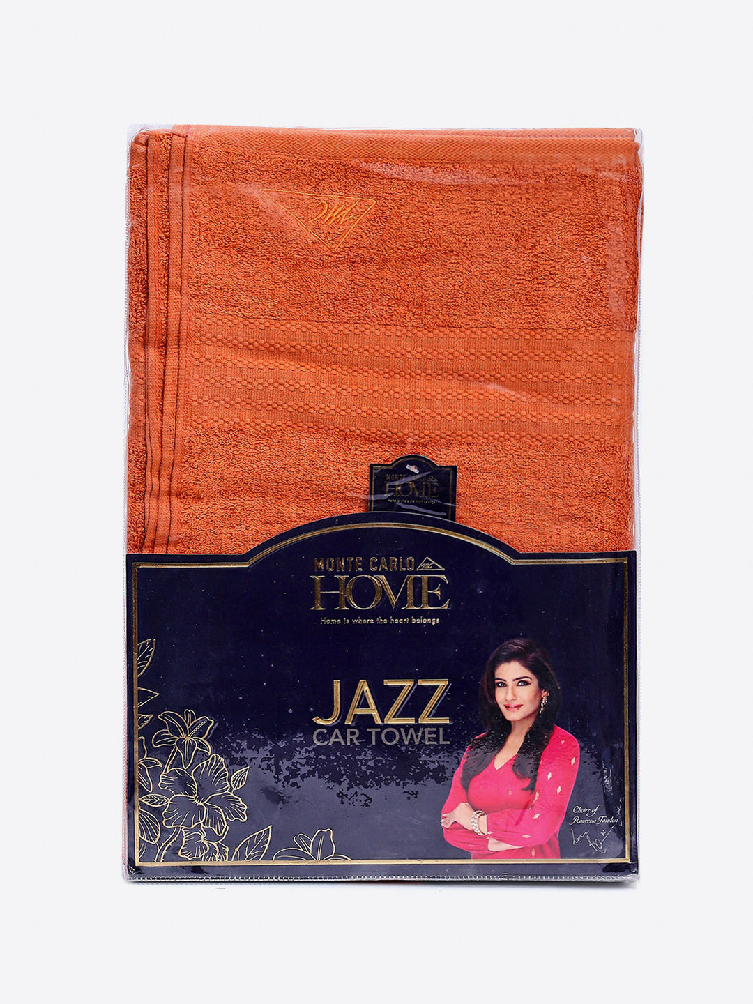 Orange Cotton Solid 400 GSM Car Towel (Jazz)