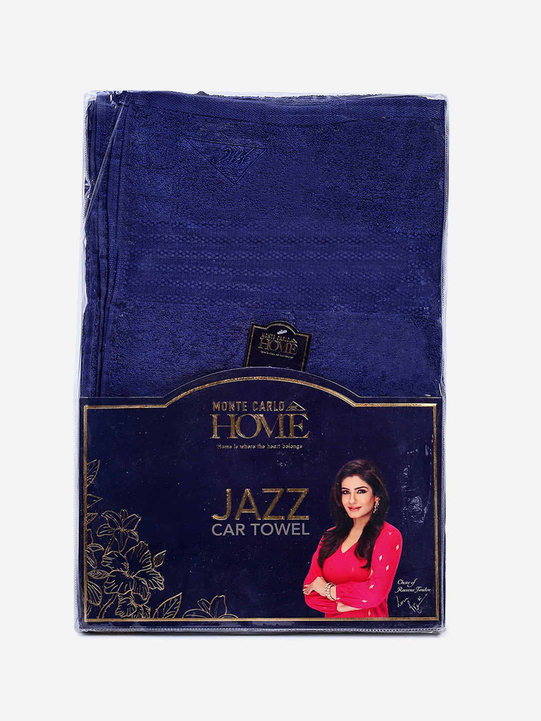 Royal Blue Cotton Solid 400 GSM Car Towel (Jazz)