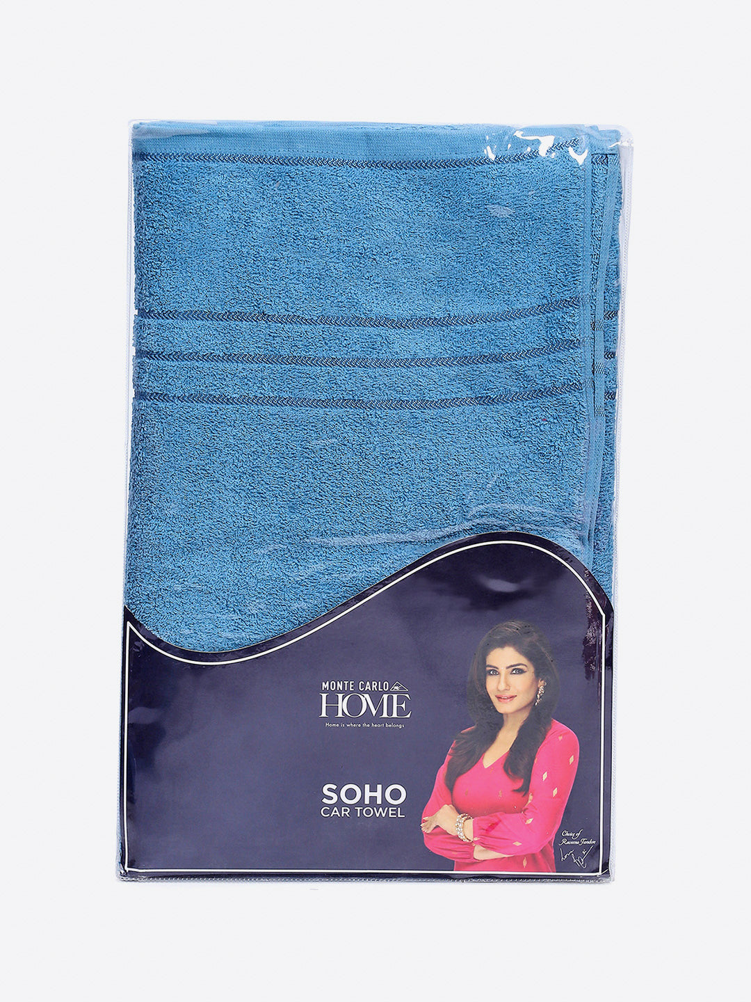 Sky Blue Cotton Solid 350 GSM Car Towel (Soho)