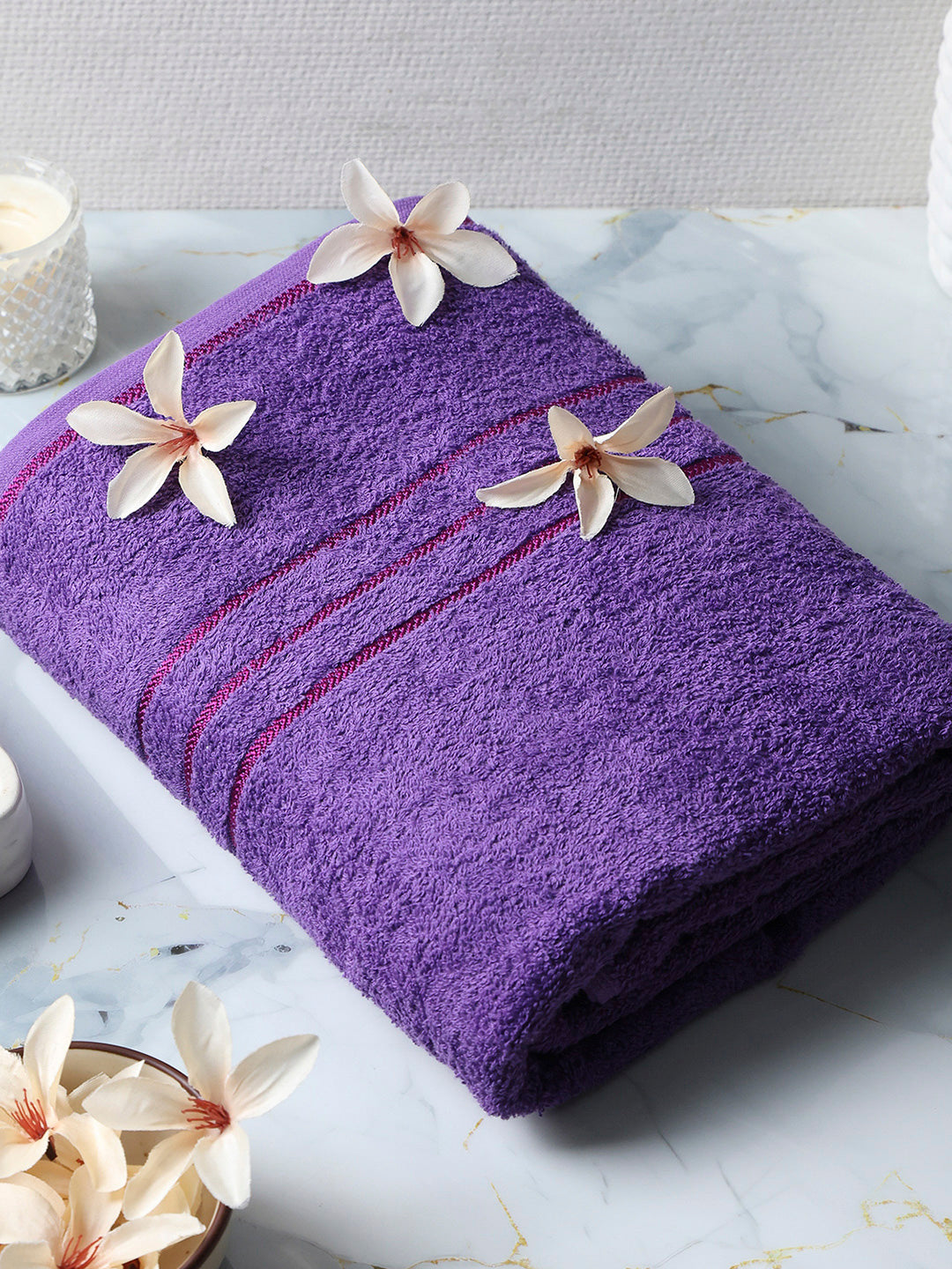 Purple Cotton Solid 350 GSM Car Towel (Soho)