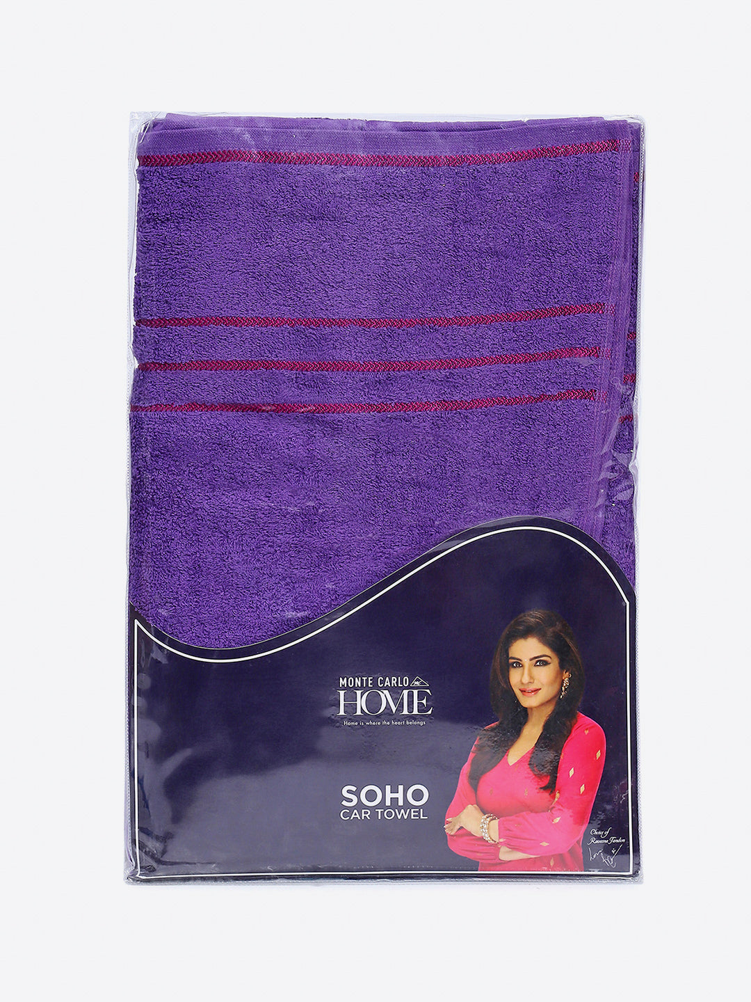 Purple Cotton Solid 350 GSM Car Towel (Soho)