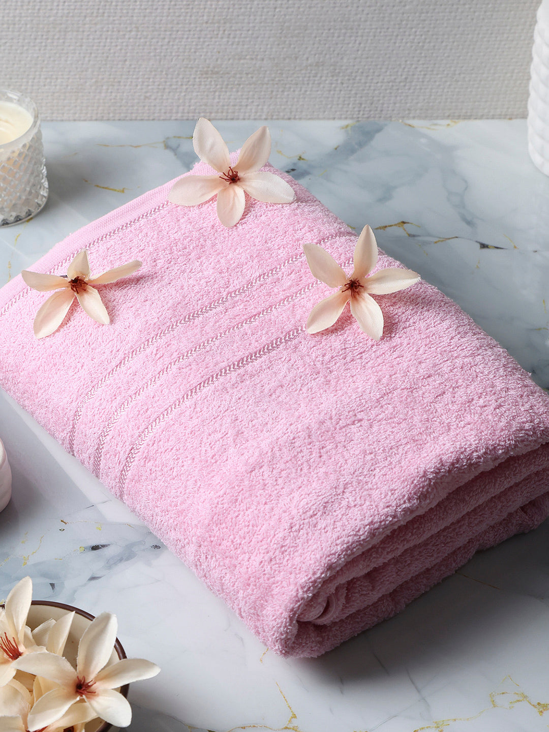 Light Pink Cotton Solid 350 GSM Car Towel (Soho)