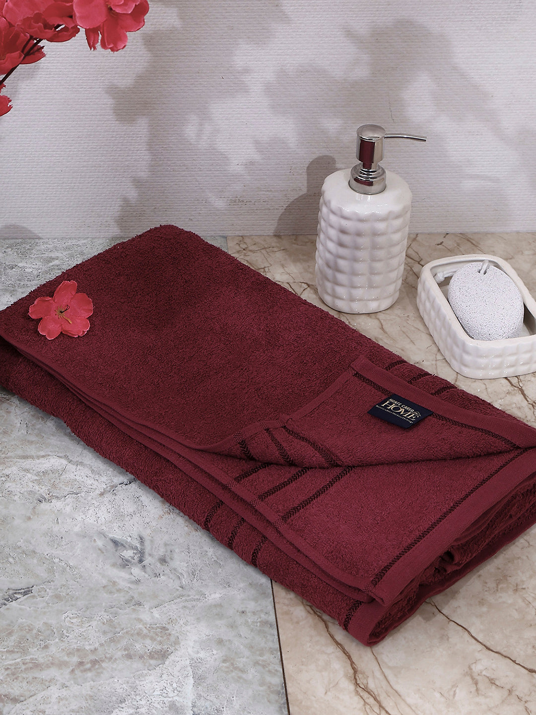 Maroon Cotton Solid 350 GSM Car Towel (Soho)