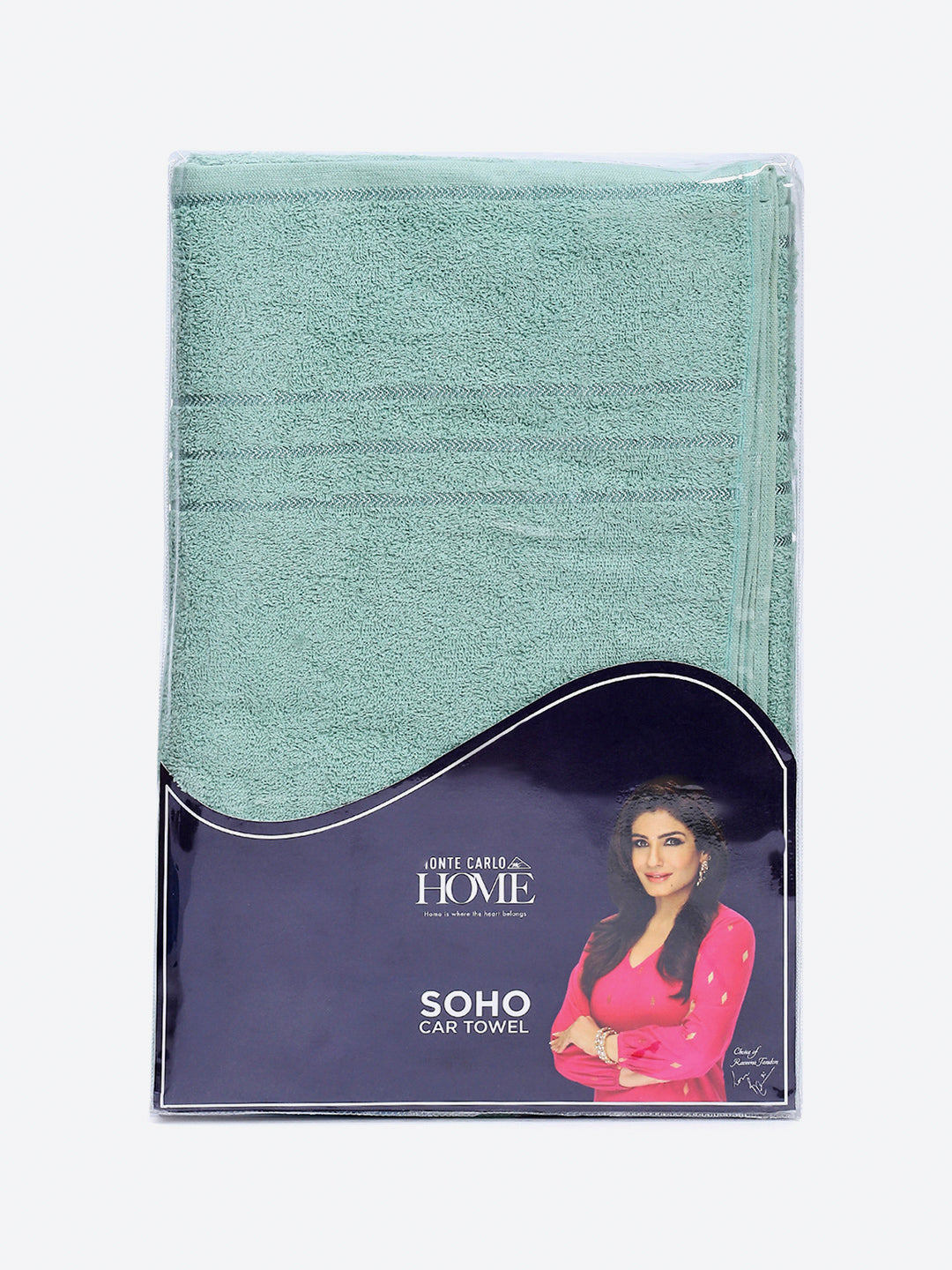 Sea Green Cotton Solid 350 GSM Car Towel (Soho)
