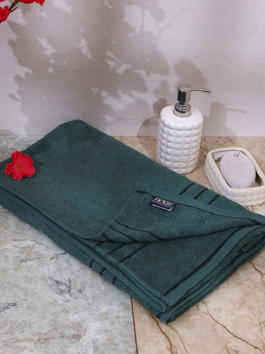 Bottle Green Cotton Solid 350 GSM Car Towel (Soho)