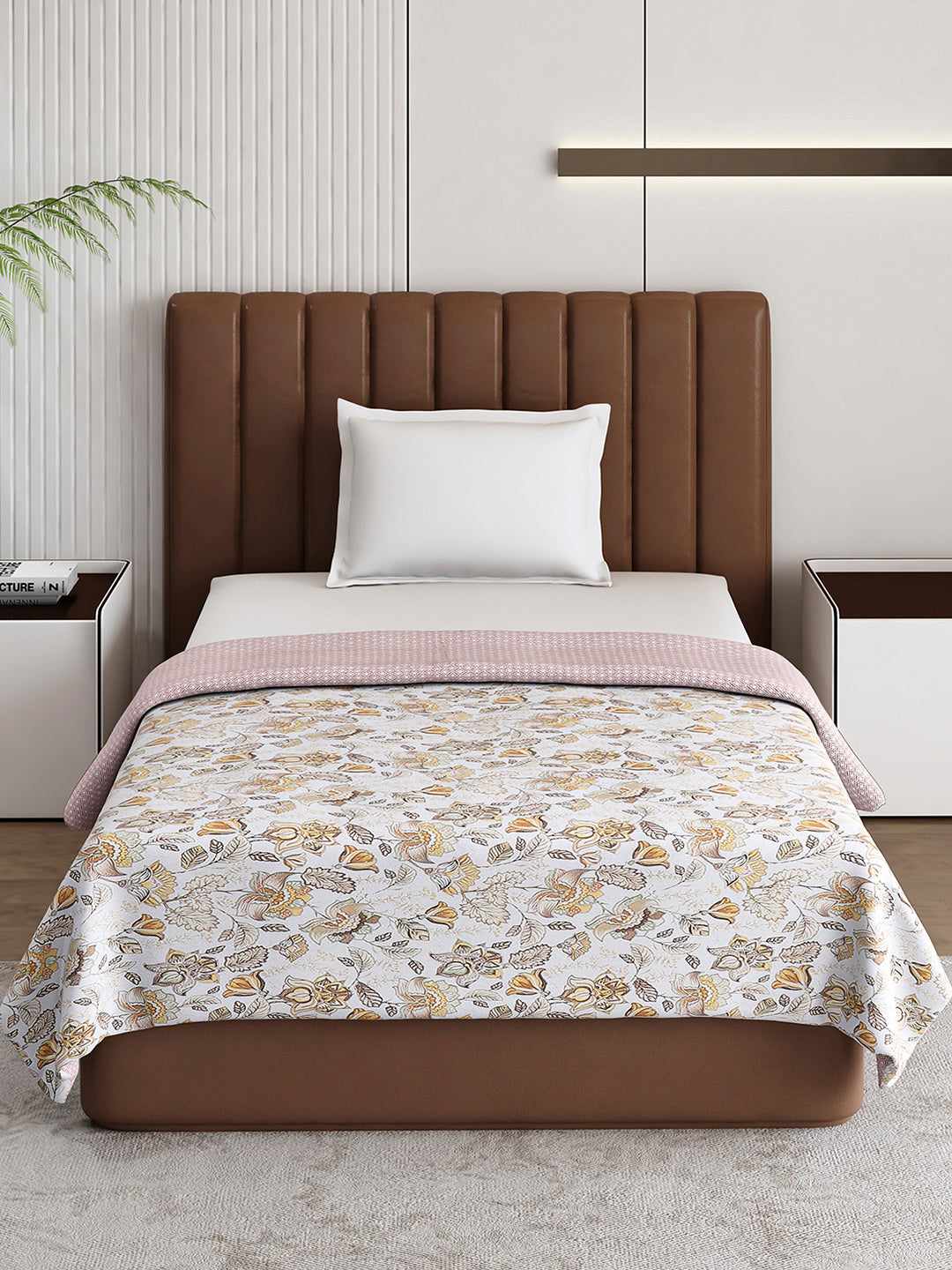Floral Print Single Bed 150 GSM Dohar for Mild Winter - (Daisy)