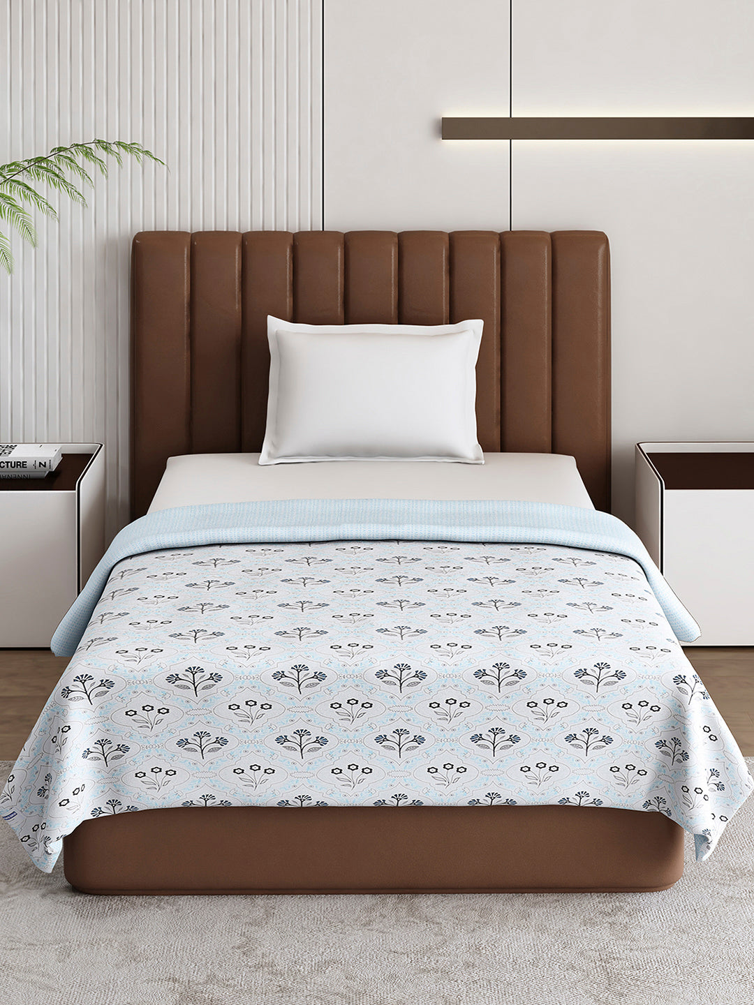 Floral Print Single Bed 150 GSM Dohar for Mild Winter - (Daisy)