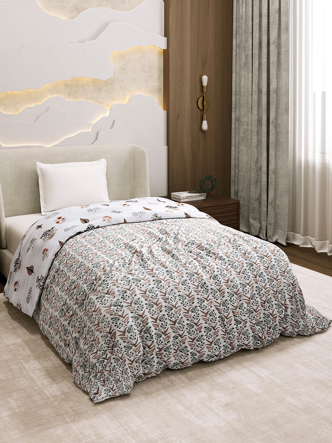 Printed Single Bed 1 Ply Dohar for Mild Winter - (Daisy)