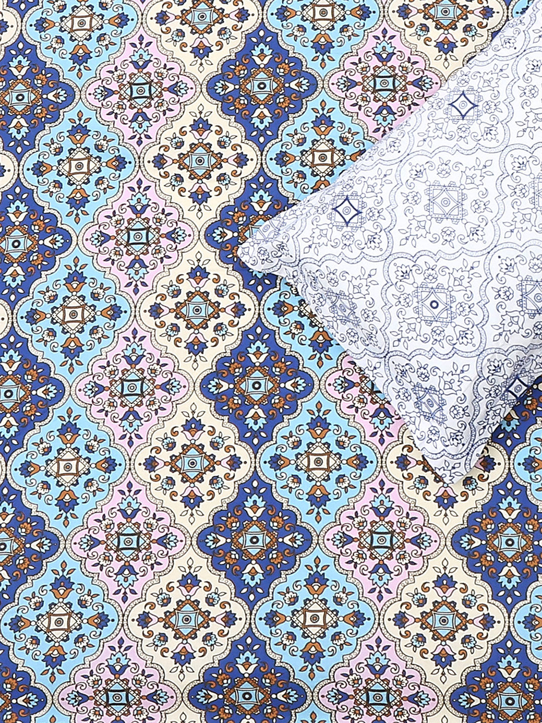 144 TC Cotton Double Bed 1 Fitted Bedsheet with 2 Pillow Cover (Solstice)