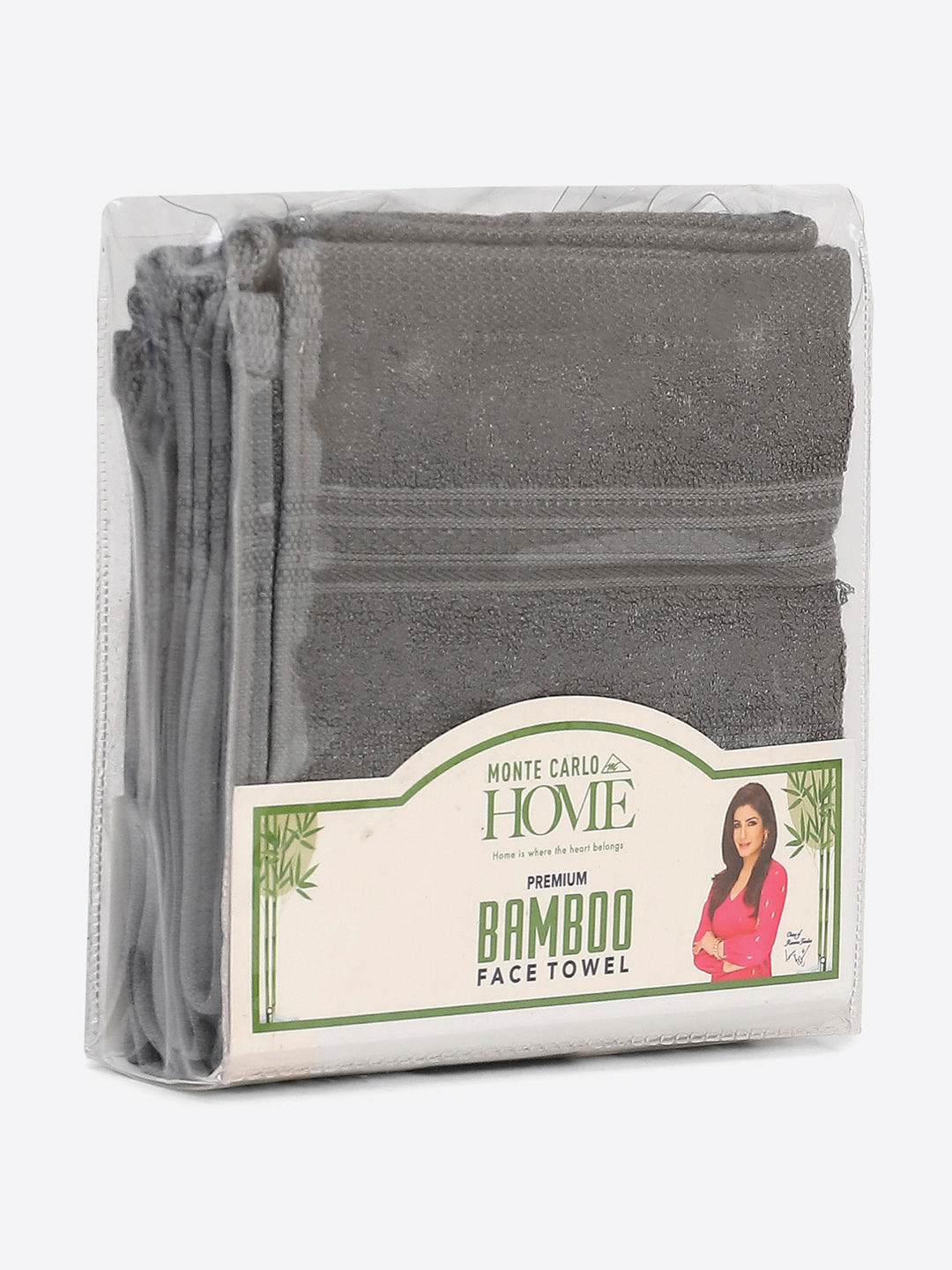 Grey Cotton Solid 600 GSM Face Towel (Pack of 4)