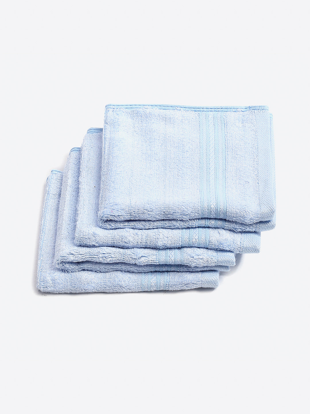 Light Blue Cotton Solid 600 GSM Face Towel (Pack of 4)