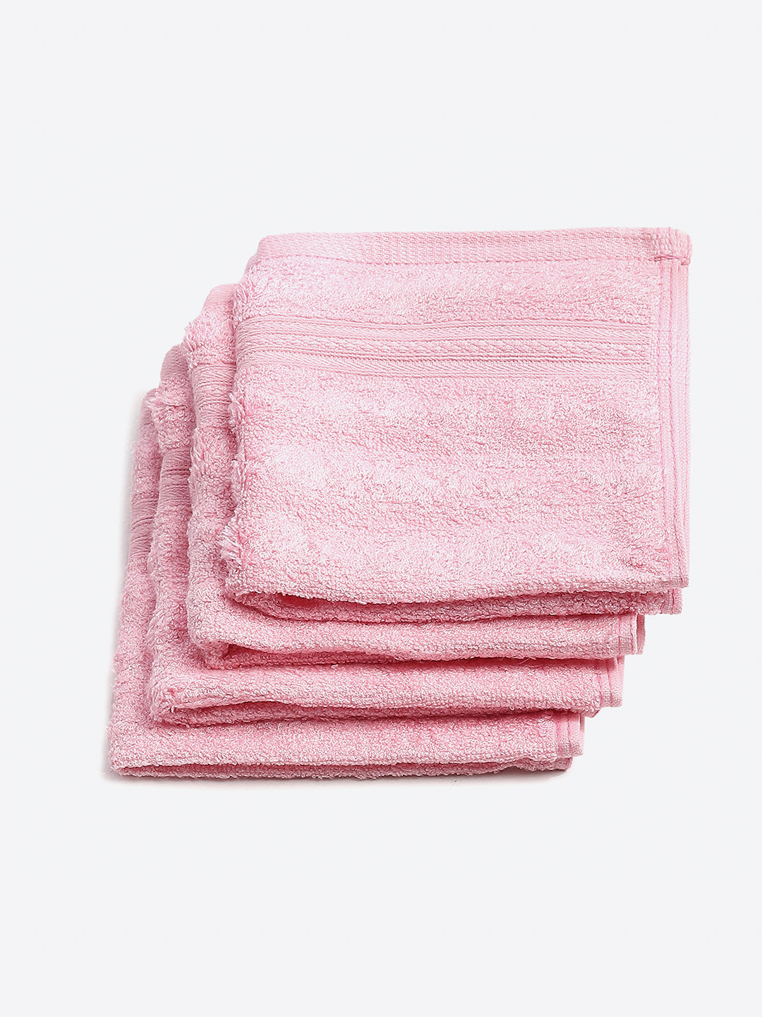 Light Pink Cotton Solid 600 GSM Face Towel (Pack of 4)