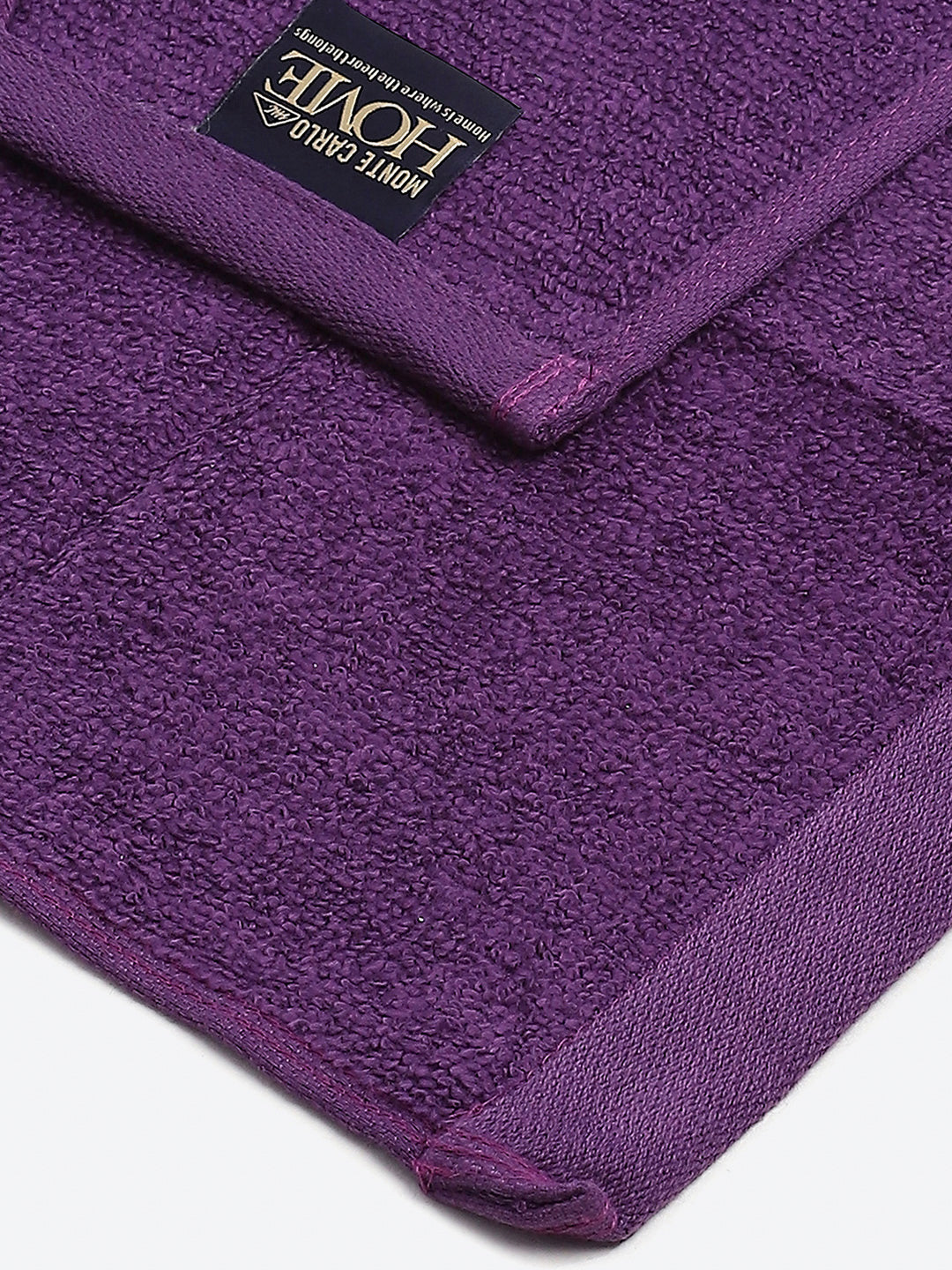 Purple Cotton Solid 600 GSM Face Towel (Pack of 4)