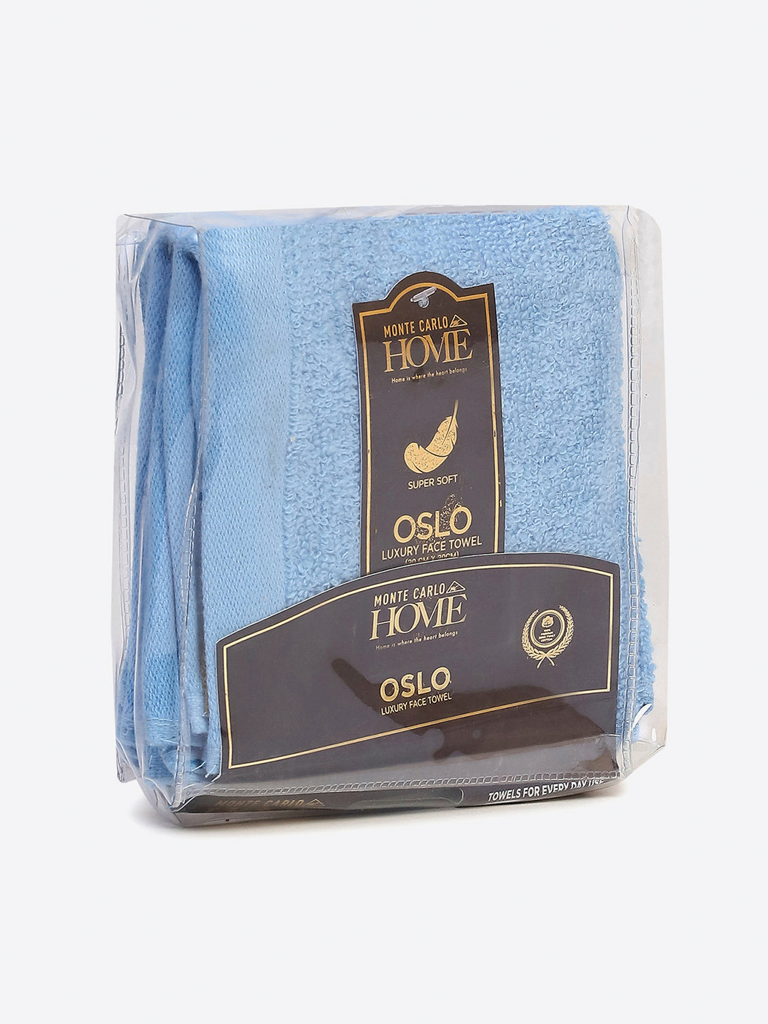 Light Blue Cotton Solid 600 GSM Face Towel (Pack of 4)