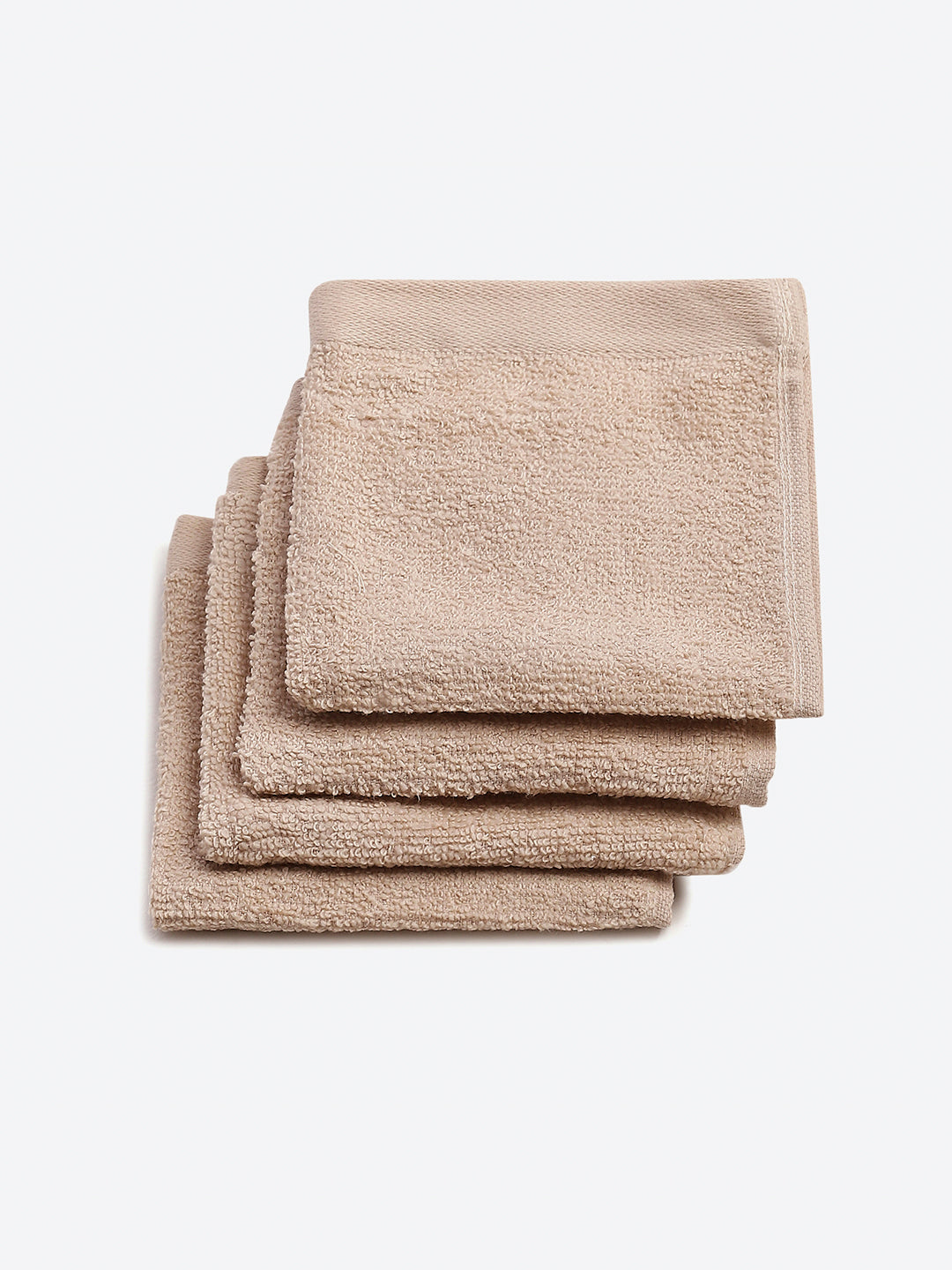 Beige Cotton Solid 600 GSM Face Towel (Pack of 4)