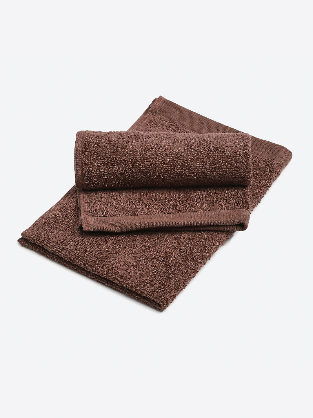 Dark Brown Cotton Solid 350 GSM Hand Towel (Pack of 2)