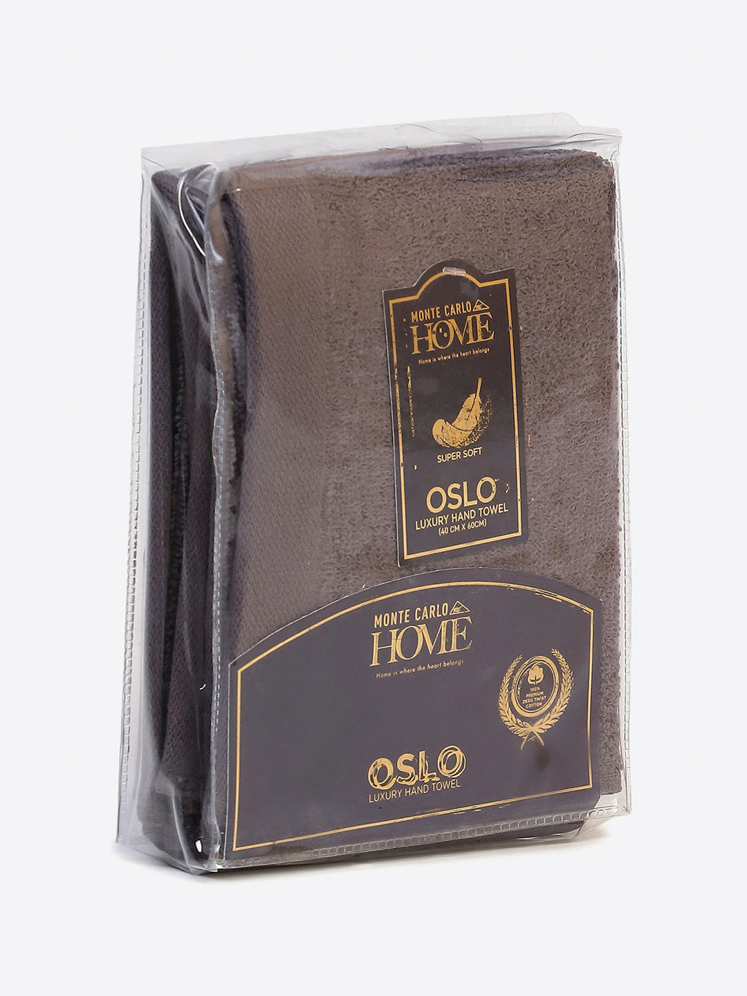 Dark Grey Cotton Solid 350 GSM Hand Towel (Pack of 2)