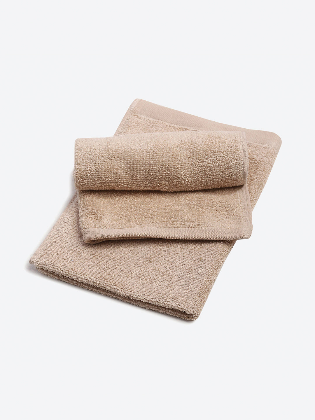 Beige Cotton Solid 350 GSM Hand Towel (Pack of 2)