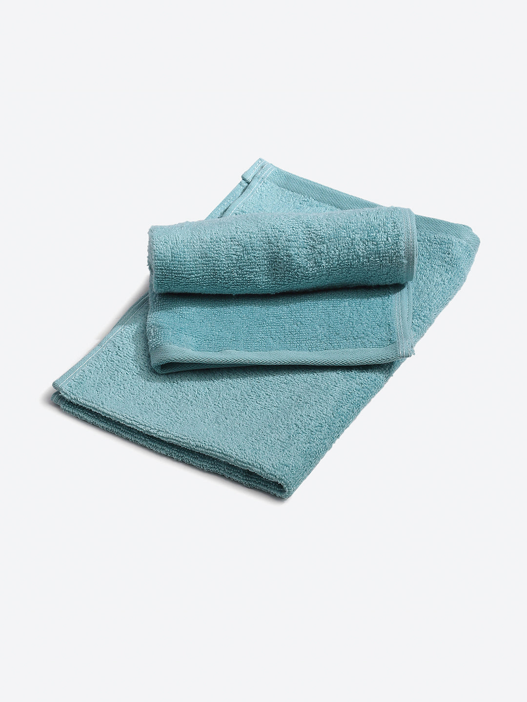 Aqua Blue Cotton Solid 350 GSM Hand Towel (Pack of 2)
