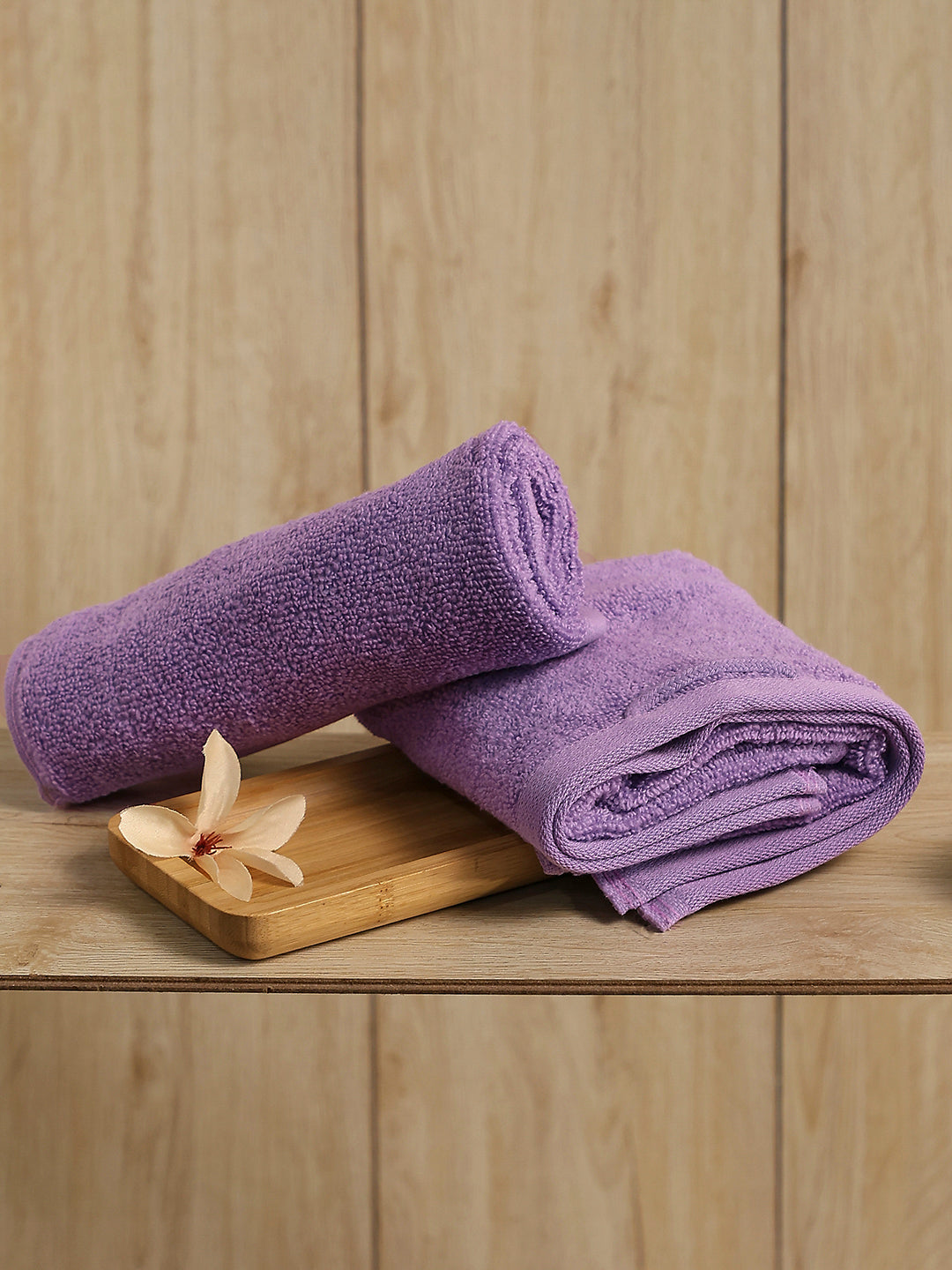 Purple Cotton Solid 350 GSM Hand Towel (Pack of 2)