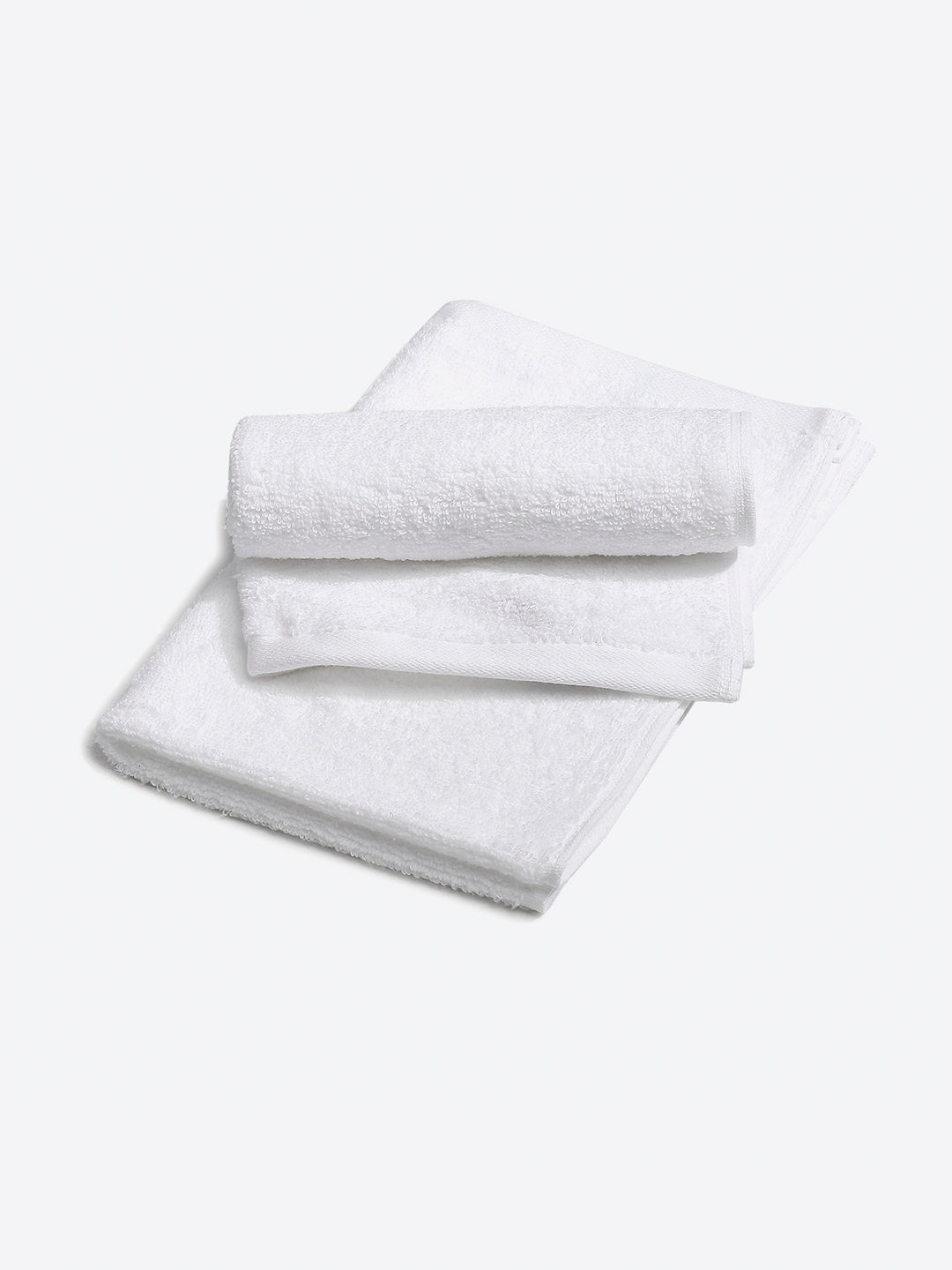 White Cotton Solid 350 GSM Hand Towel (Pack of 2)