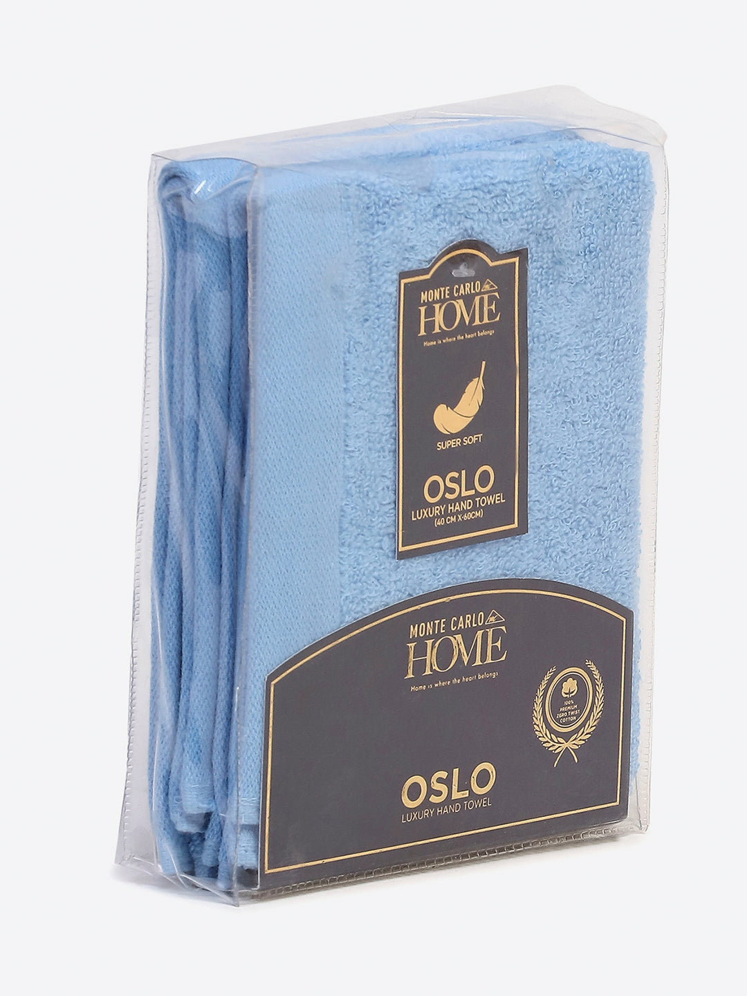 Light Blue Cotton Solid 350 GSM Hand Towel (Pack of 2)
