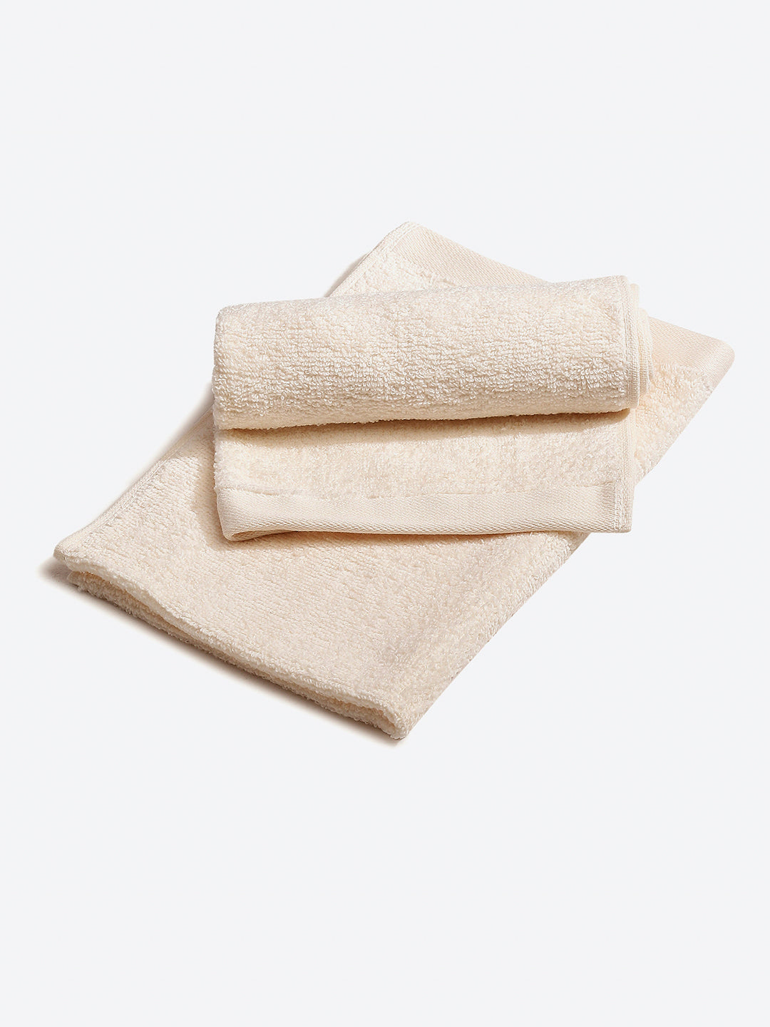 Cream Cotton Solid 350 GSM Hand Towel (Pack of 2)