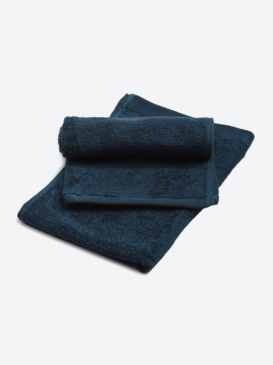 Teal Blue Cotton Solid 350 GSM Hand Towel (Pack of 2)