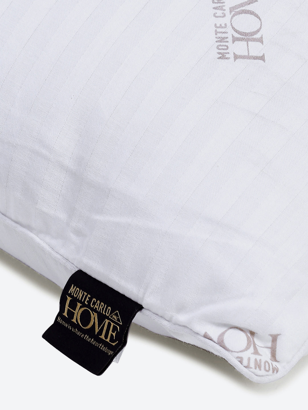 White Solid Cotton Satin Stripe Pillow