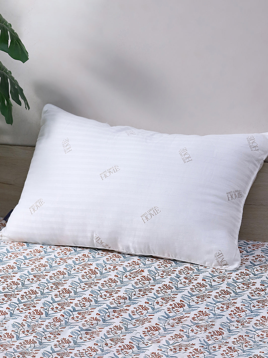 White Solid Cotton Satin Stripe Pillow