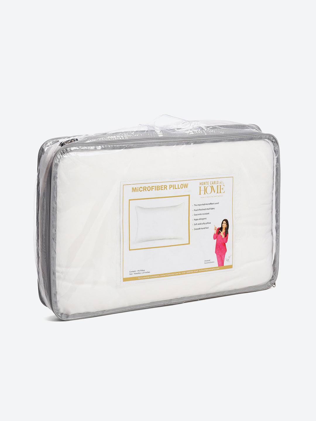 White Micro Peach Finish Pillow - PVC Pack