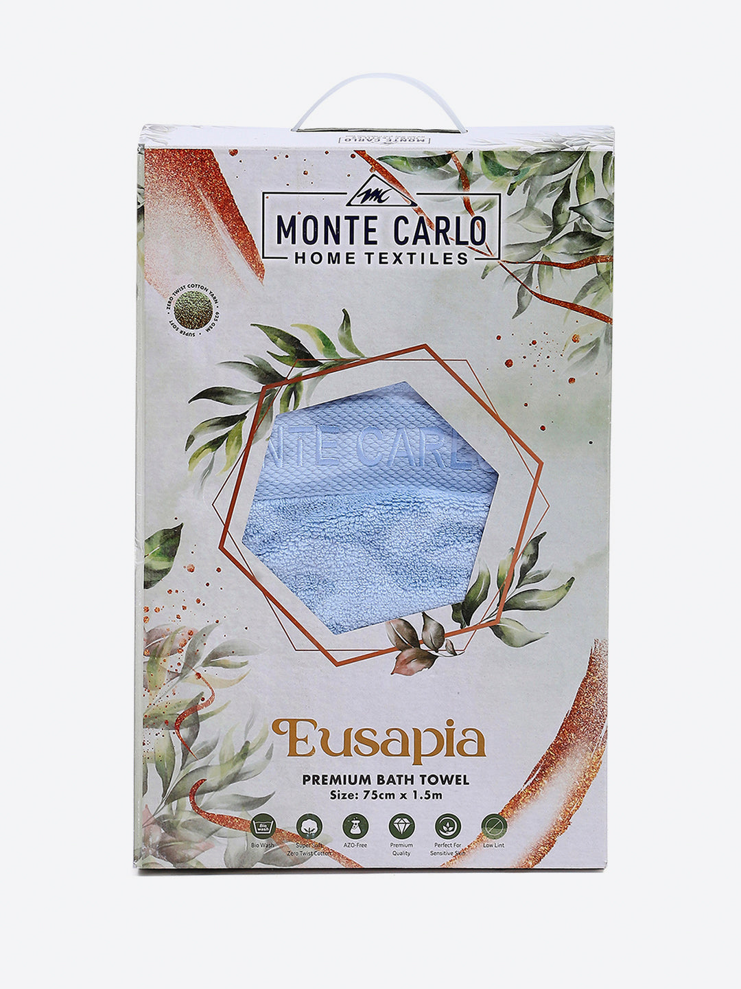 Sky Blue Cotton Solid 650 GSM Bath Towel (Eusapia)