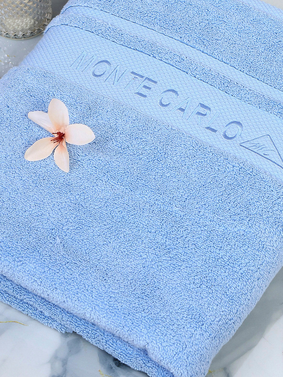 Sky Blue Cotton Solid 650 GSM Bath Towel (Eusapia)