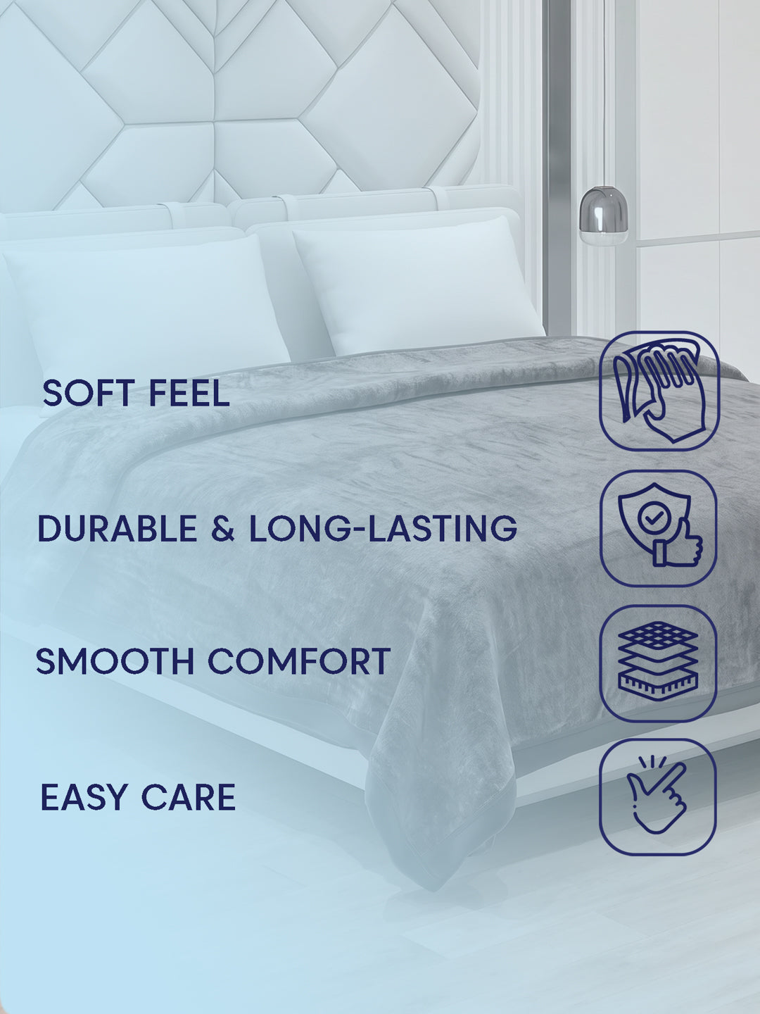 Double Bed 2 Ply 420 GSM Blanket for Winter (Comfort Layer), Weight 2.2 kg