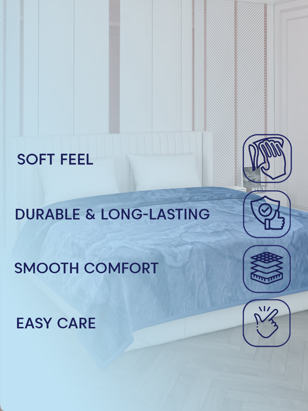 Double Bed 2 Ply 420 GSM Blanket for Winter (Comfort Layer), Weight 2.2 kg