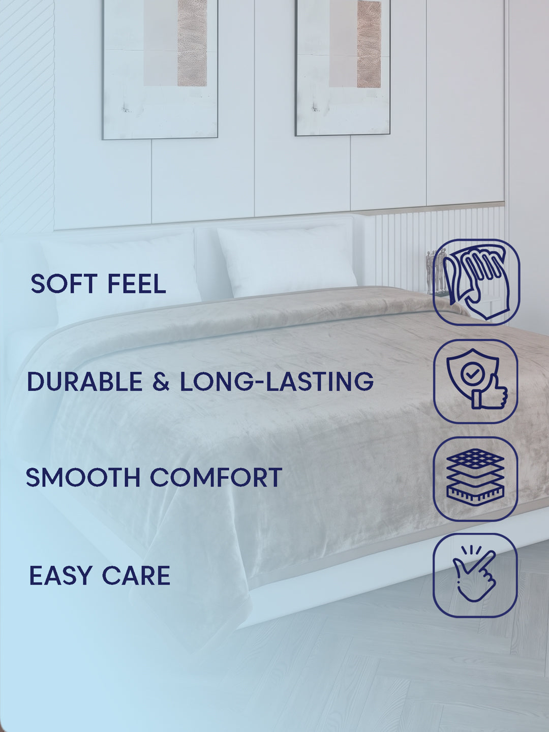 Double Bed 2 Ply 420 GSM Blanket for Winter (Comfort Layer), Weight 2.2 kg
