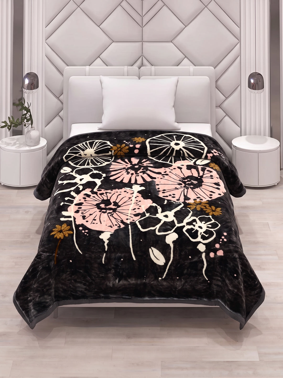 Printed Single Bed 2 Ply 850 GSM Blanket for Winter (Alaba), Weight 3 kg