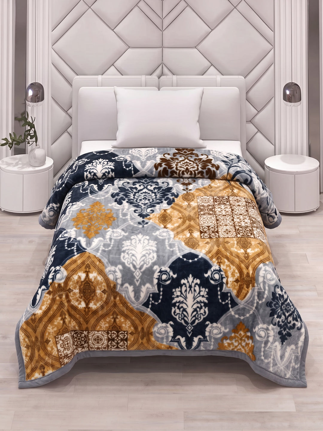 Printed Single Bed 2 Ply 850 GSM Blanket for Winter (Alaba), Weight 3 kg