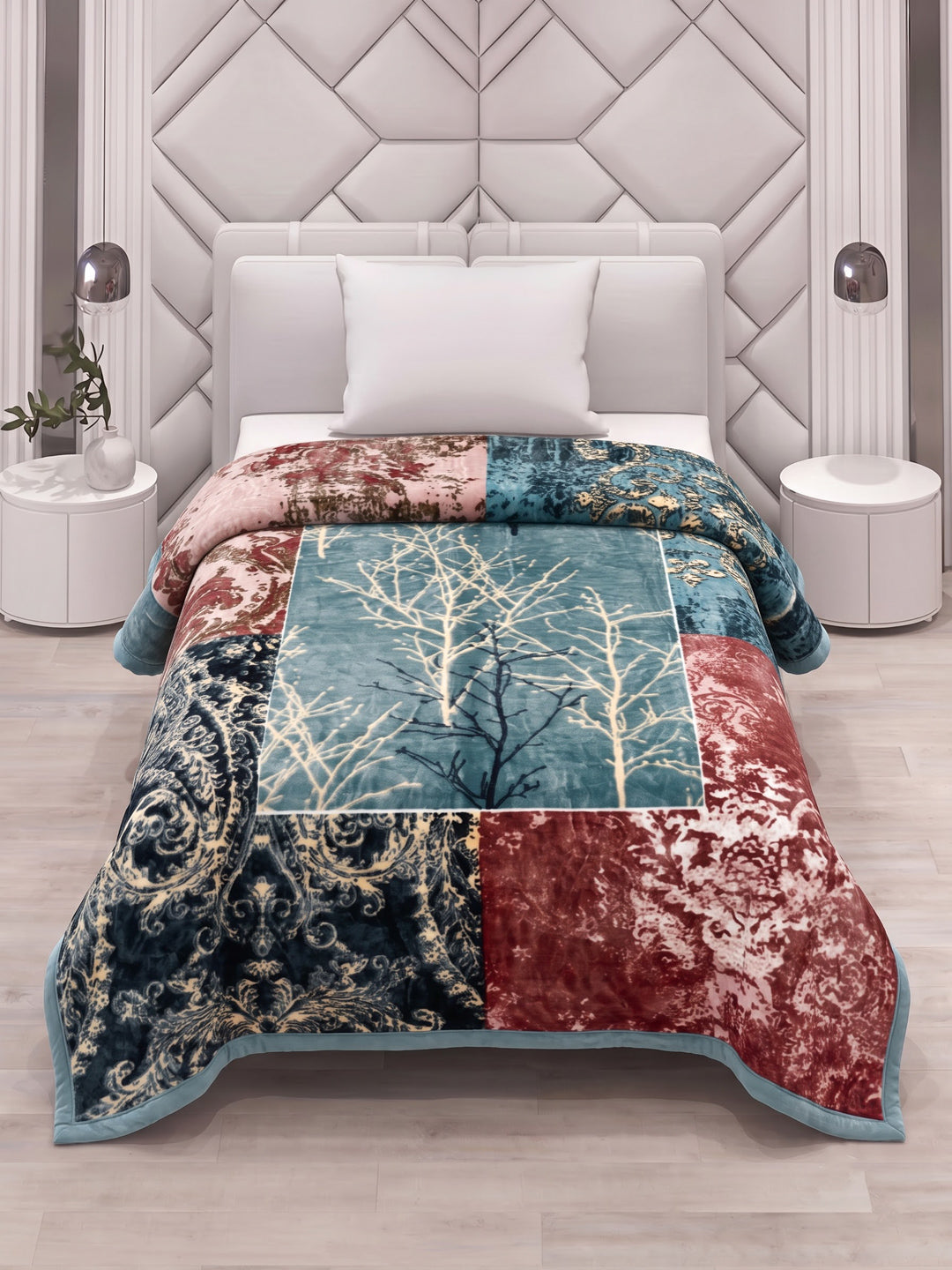 Printed Single Bed 2 Ply 850 GSM Blanket for Winter (Alaba), Weight 3 kg