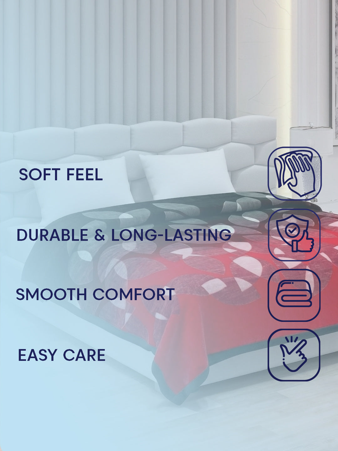 Printed Double Bed 2 Ply 800 GSM Blanket for Winter (Austin), Weight 4.2 kg