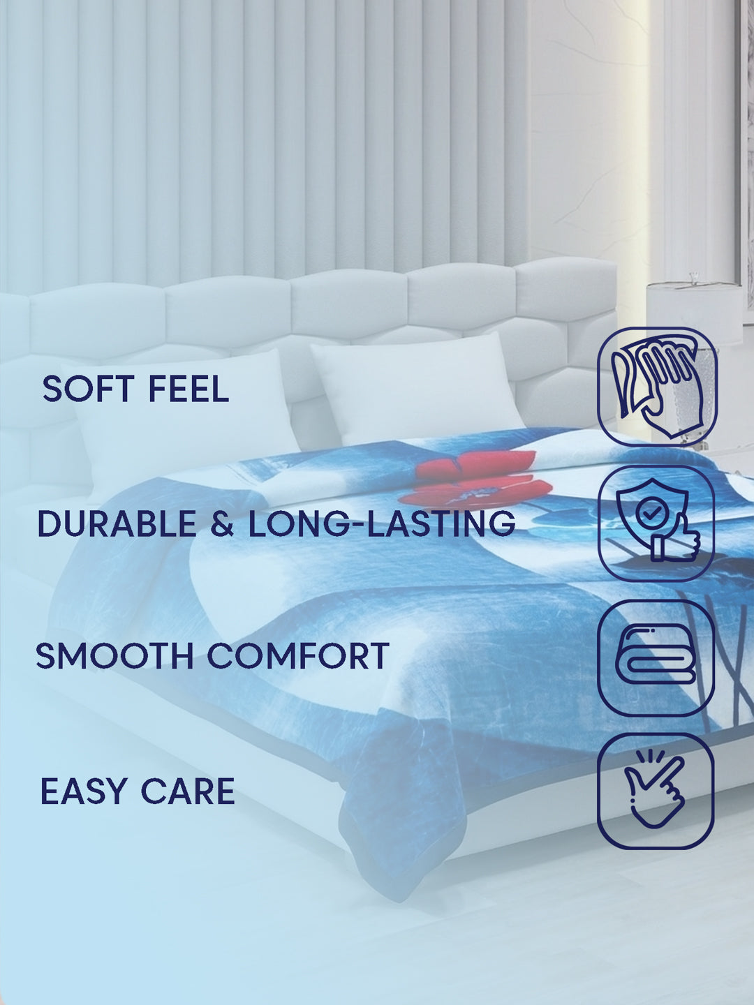 Printed Double Bed 2 Ply 800 GSM Blanket for Winter (Austin), Weight 4.2 kg