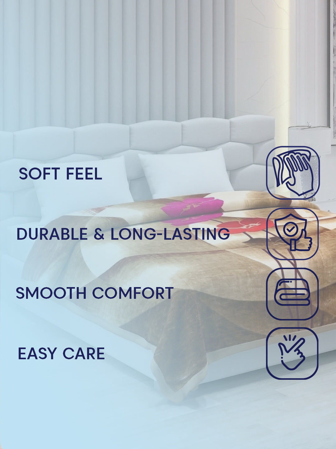 Printed Double Bed 2 Ply 800 GSM Blanket for Winter (Austin), Weight 4.2 kg