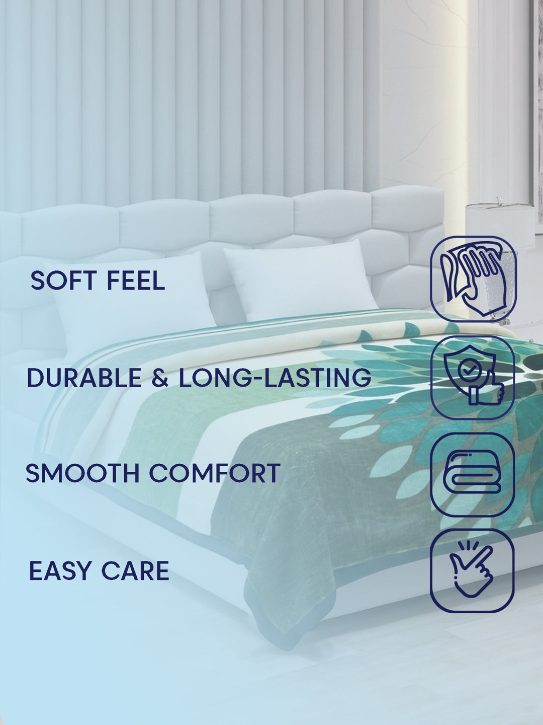 Printed Double Bed 2 Ply 800 GSM Blanket for Winter (Austin), Weight 4.2 kg