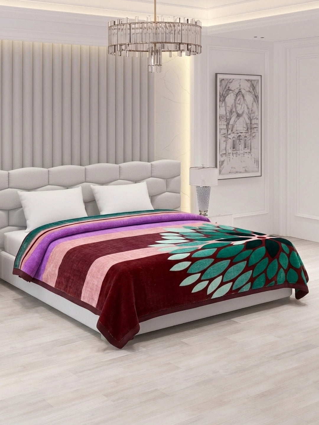 Printed Double Bed 2 Ply 800 GSM Blanket for Winter (Austin), Weight 4.2 kg