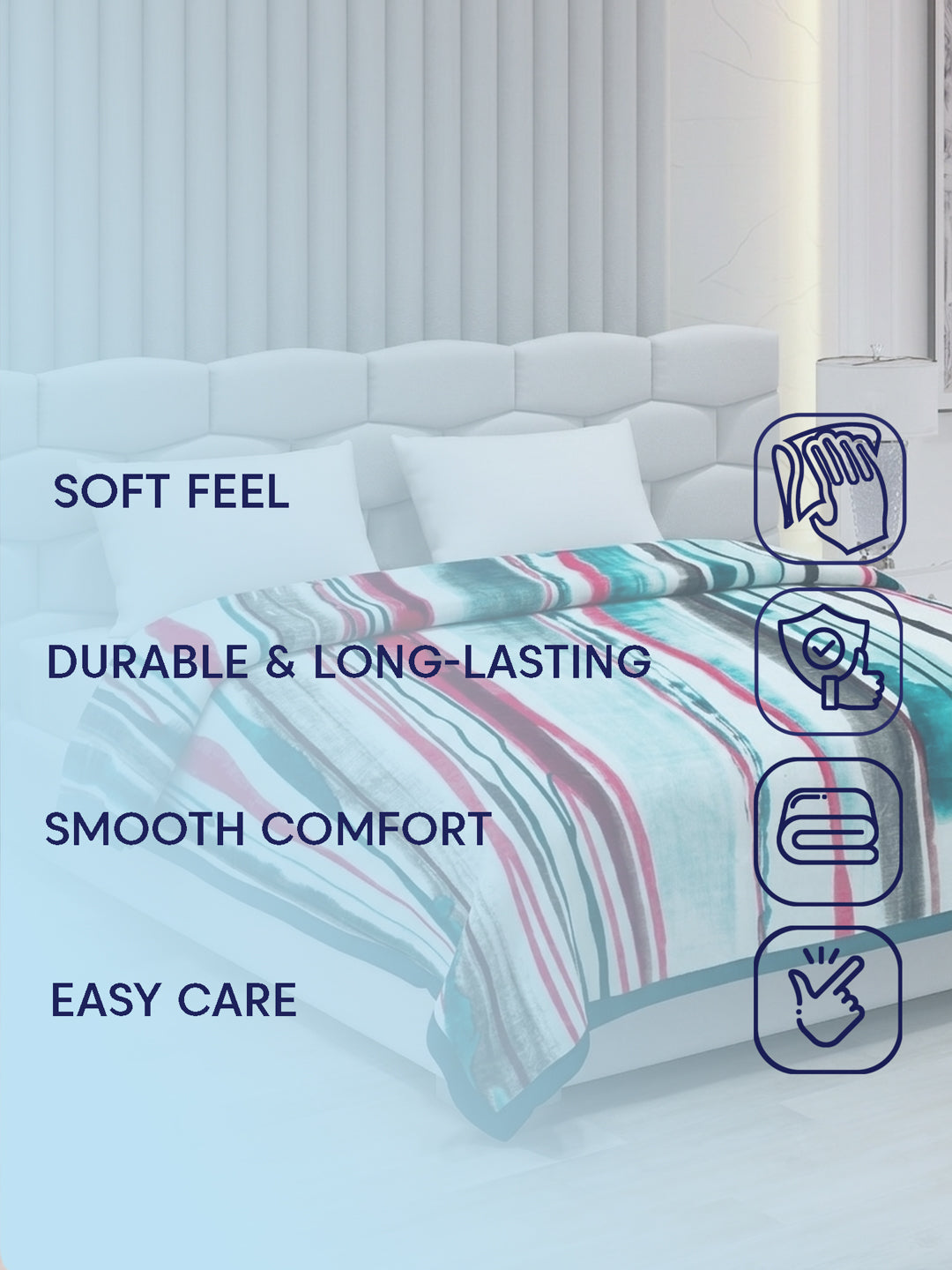 Printed Double Bed 2 Ply 800 GSM Blanket for Winter (Austin), Weight 4.2 kg