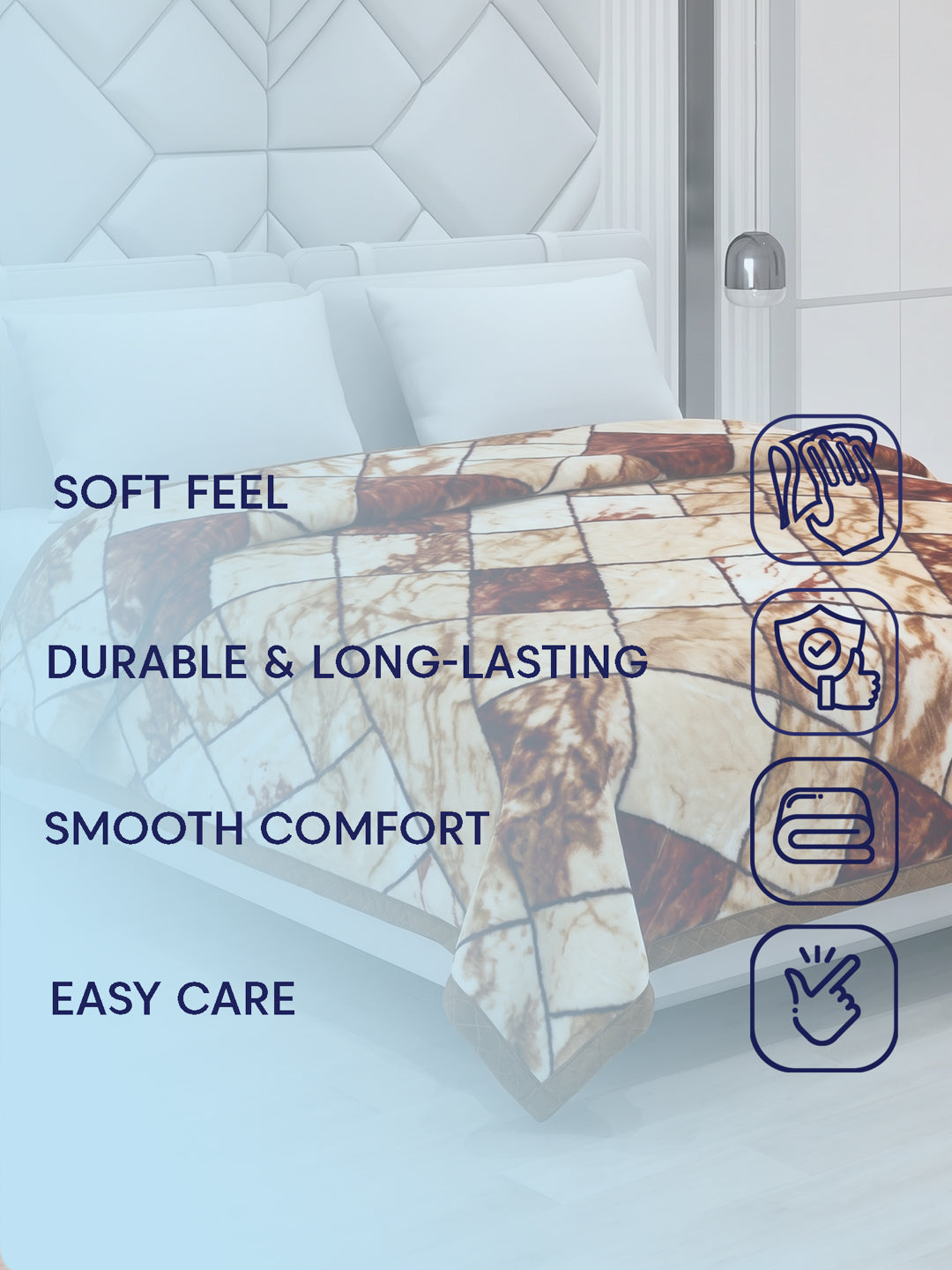Printed Double Bed 2 Ply 850 GSM Blanket for Winter (Champion), Weight 4.5 kg