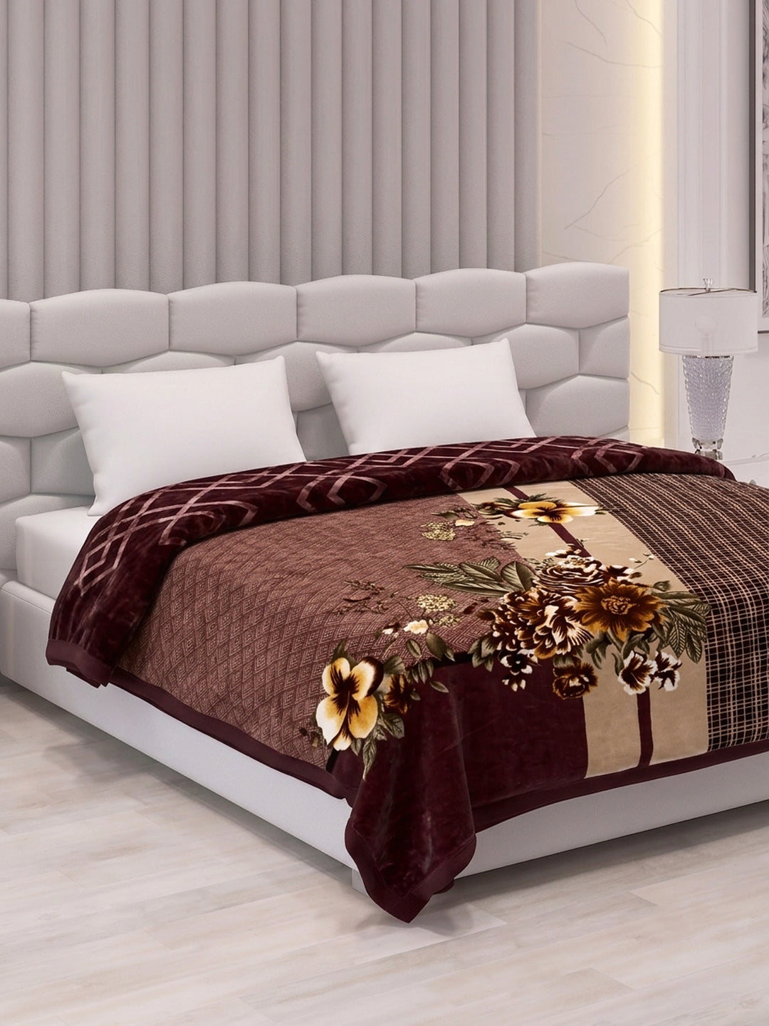Printed Double Bed 2 Ply 850 GSM Blanket for Winter (Crystal), Weight 4.5 kg