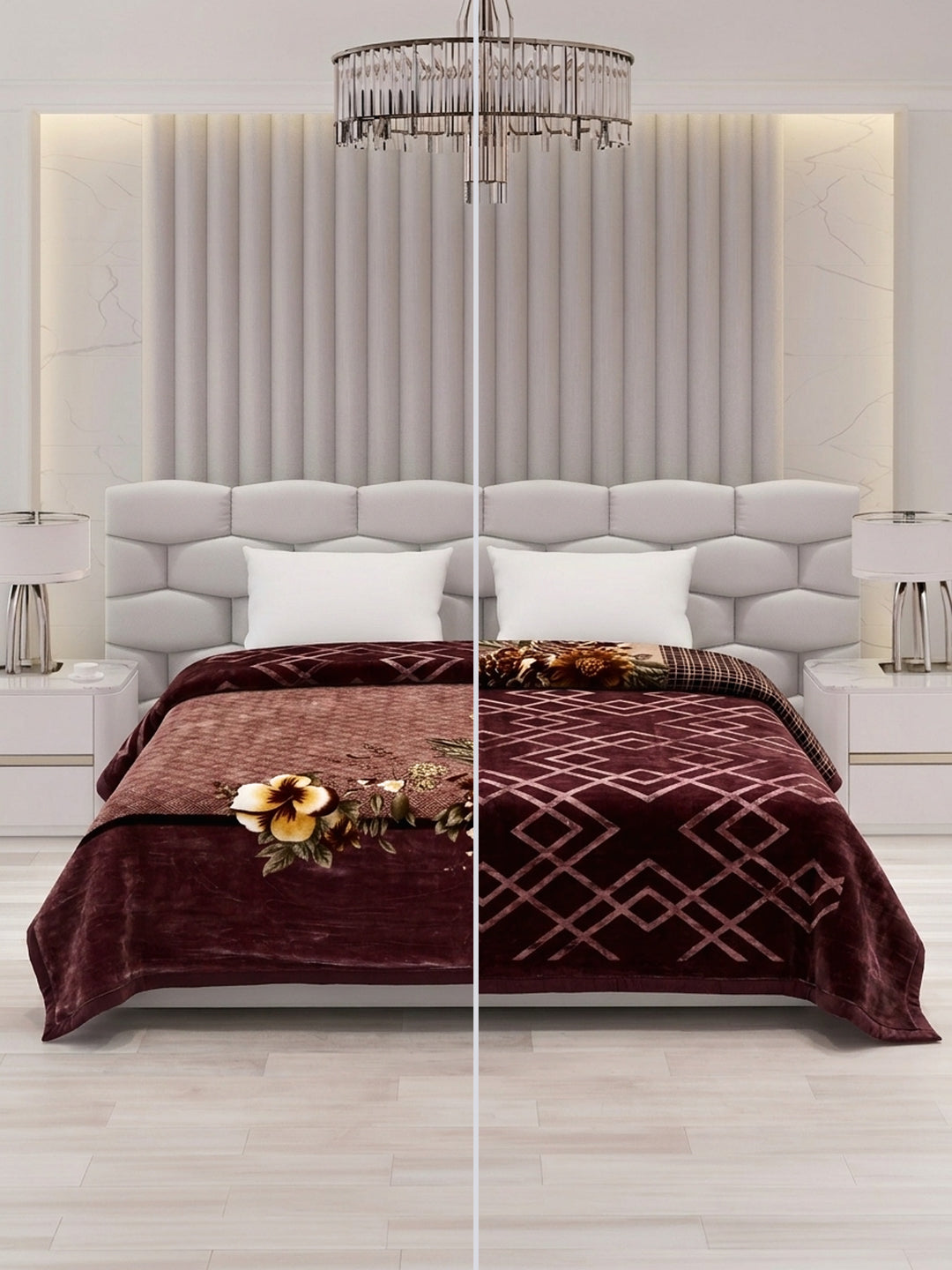 Printed Double Bed 2 Ply 850 GSM Blanket for Winter (Crystal), Weight 4.5 kg